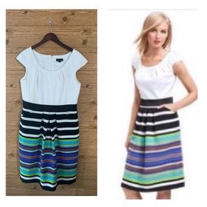 TAHARI DRESS POCKETS STRIPES 14 ARTHUR S. LEVINE